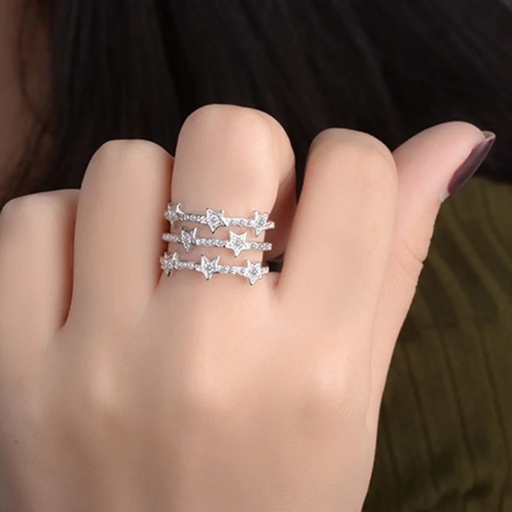 925 Sterling Silver Shooting Stars Stacked Ring
